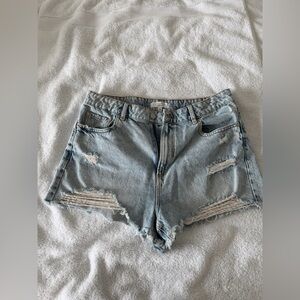 Dynamite Light Blue Distressed Denim Shorts